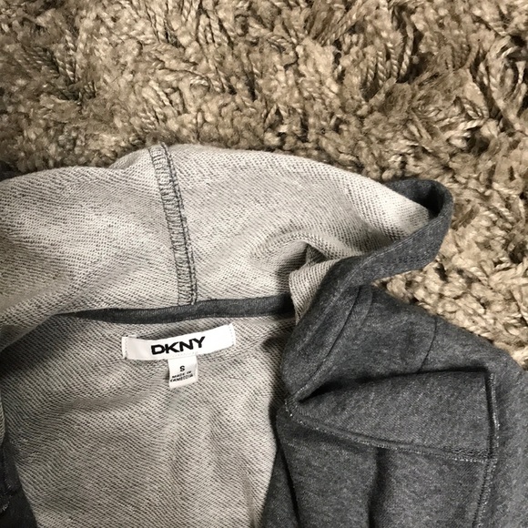 NWOT DKNY grey drape front hoodie jacket blazer - Picture 2 of 4